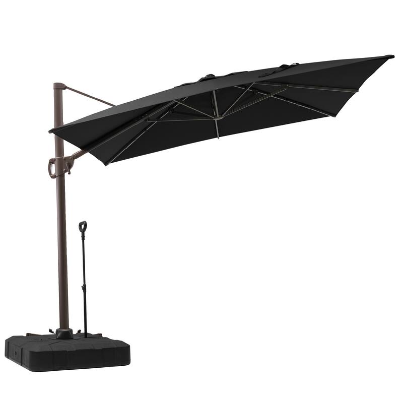 11 x 9 FT Aluminum Outdoor Patio Offset Cantilever Umbrella with Base