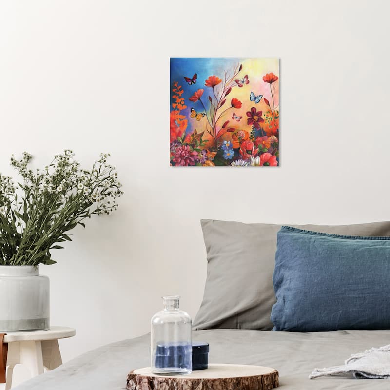 Wynwood Studio Canvas Floral and Botanical Nature is beautiful Orange and Traditional Wall Art Canvas Print - Orange, Blue - 12 x 12