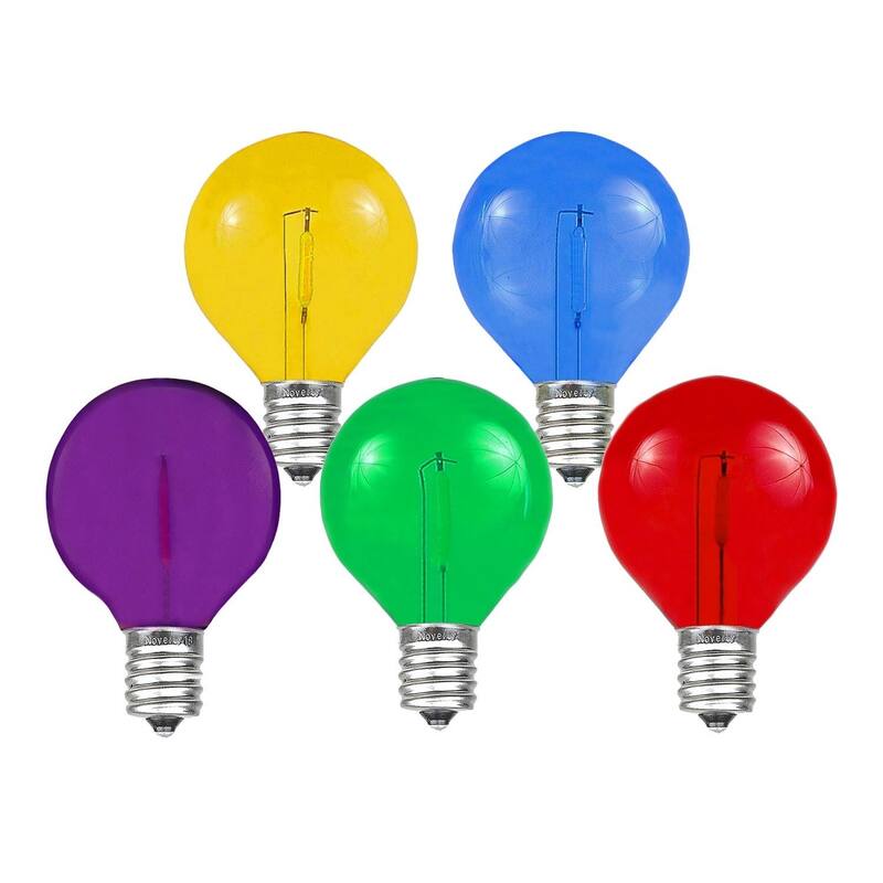 25 Pack LED G50 Plastic Filament Outdoor Globe Replacement Bulbs, Rainbow Multi - Rainbow Multi