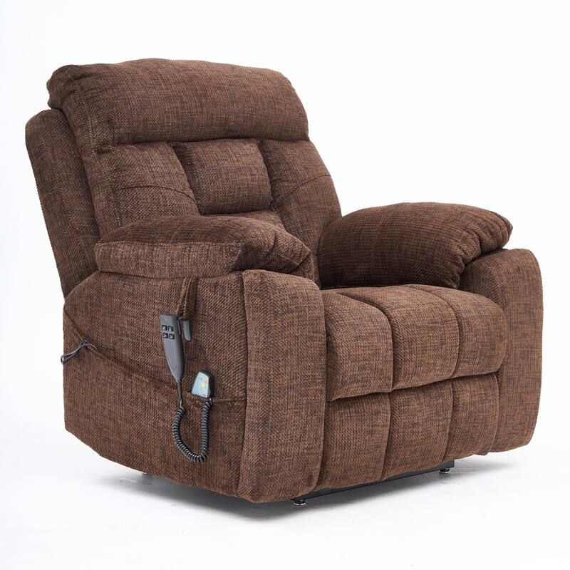 Velvet Oversized Power Lift Recliner Chair, 180° Flat with Massage