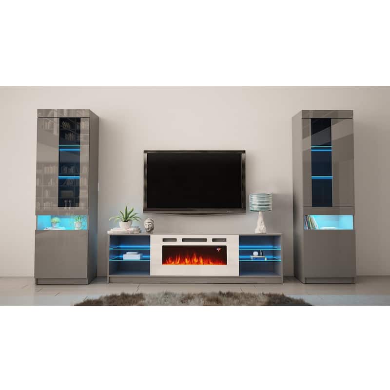 Boston WH01 Electric Fireplace Modern Wall Unit Entertainment Center