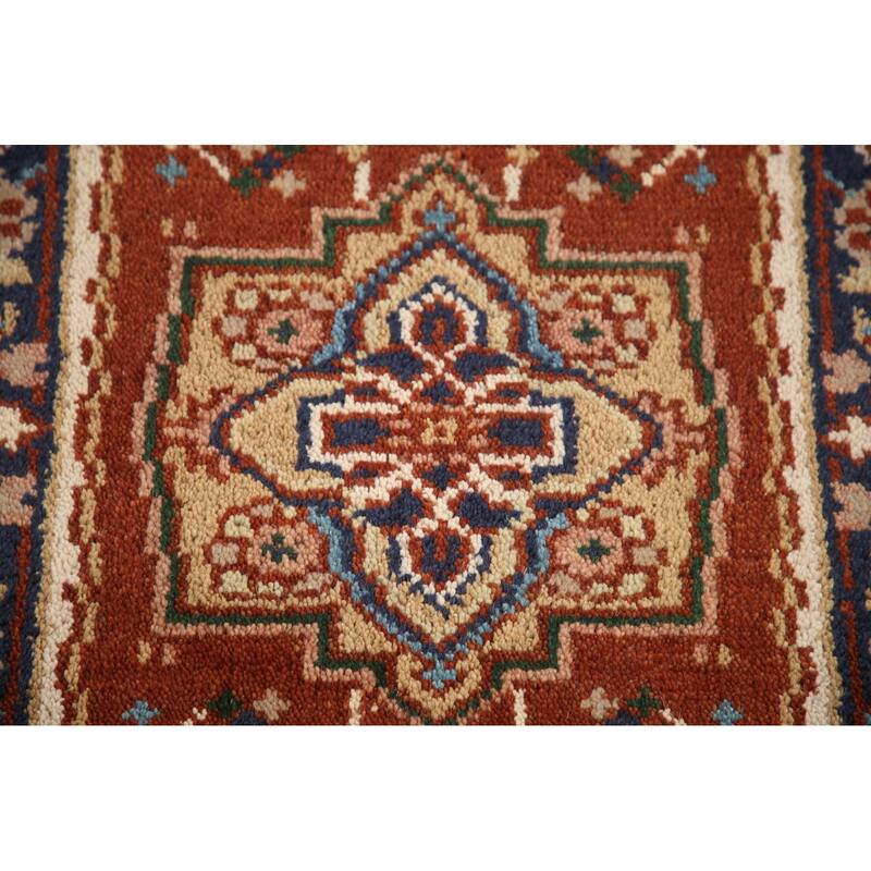 Hand Knotted Oriental 100% Wool Carpet Traditional Medallion Oranges & Rust Heriz (serapi) Area Rug - 3' 0'' X 2' 0''