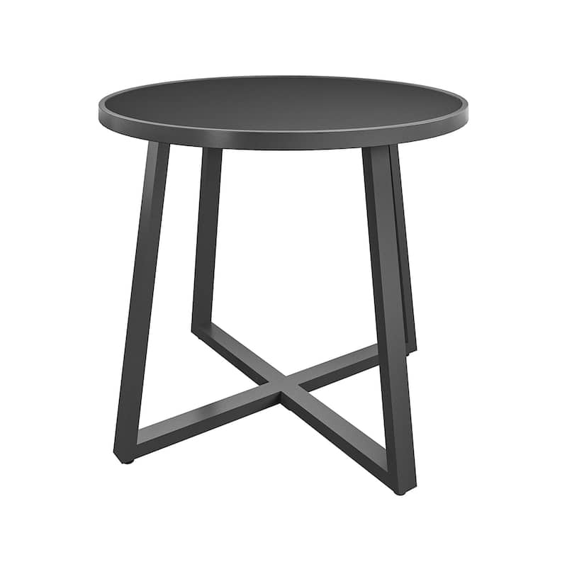 COSCO 35" Round Indoor/Outdoor Glass Top Dining Table - Dark Grey