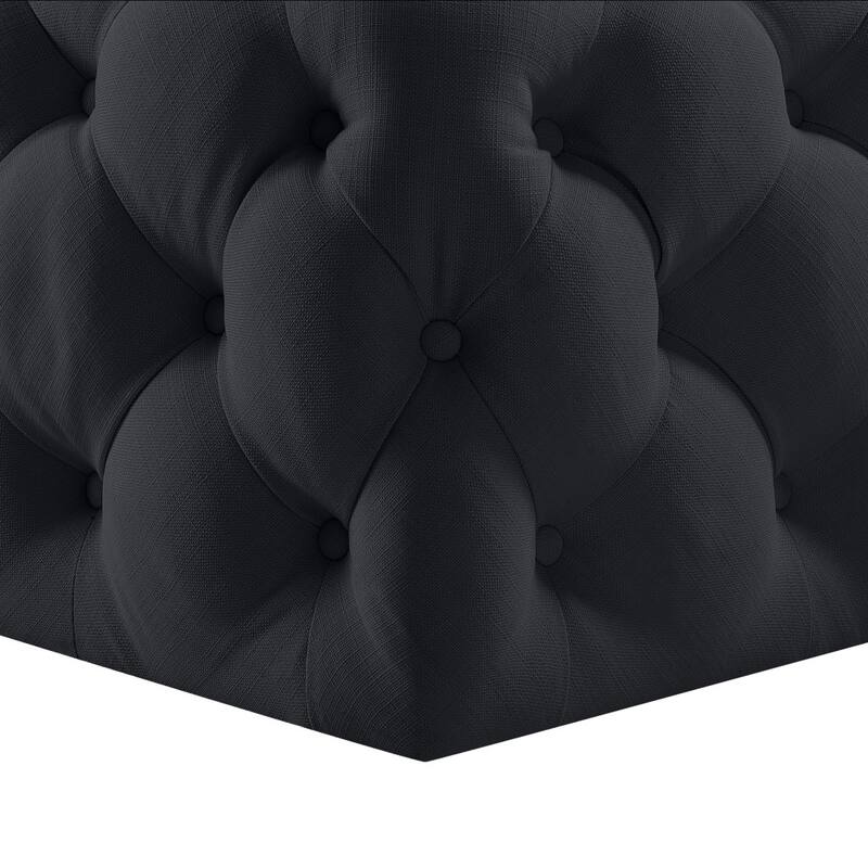 HomeRoots 33" Black Velvet Rolling Tufted Cocktail Ottoman