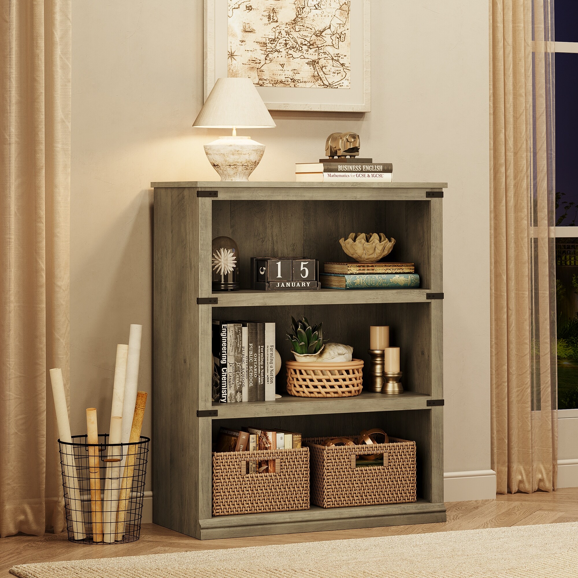 3-Tier-Bookcase,-Farmhouse-