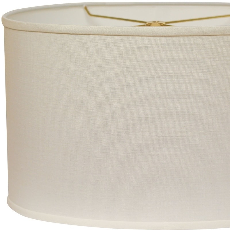 HomeRoots 14" White Throwback Oval Linen Lampshade - 14