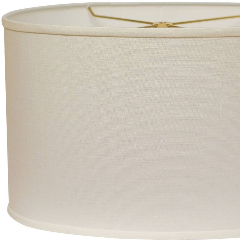 HomeRoots18" White Throwback Oval Linen Lampshade - 18