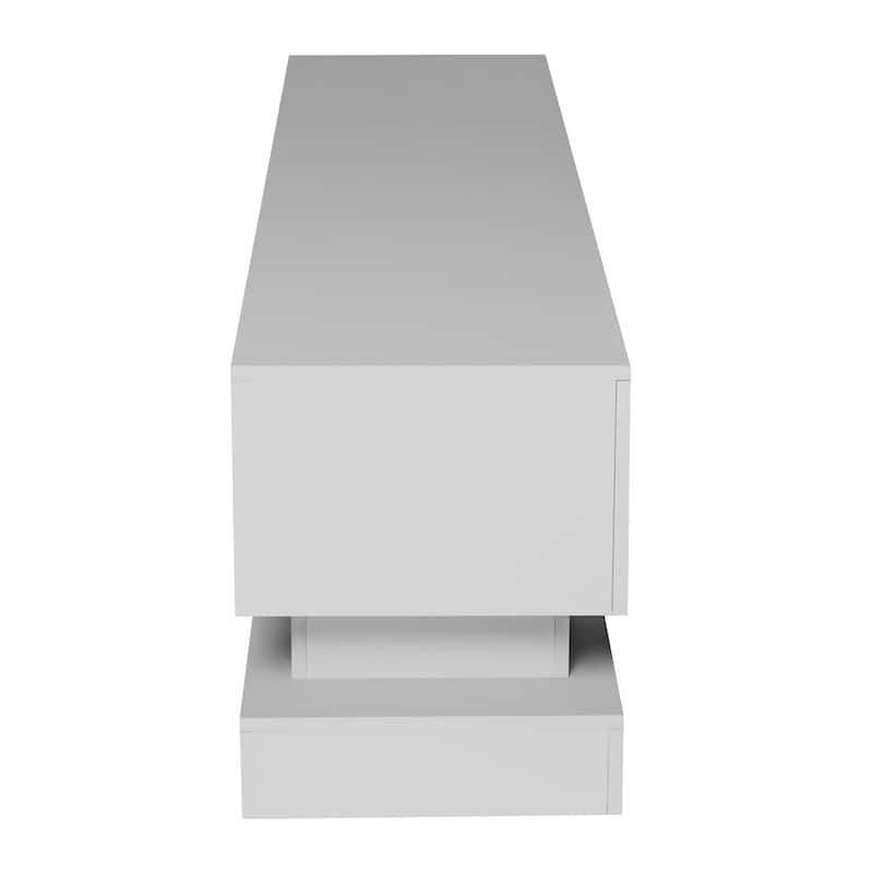 White 51" TV Stand with Drawers & LED for TVs Up to 65"