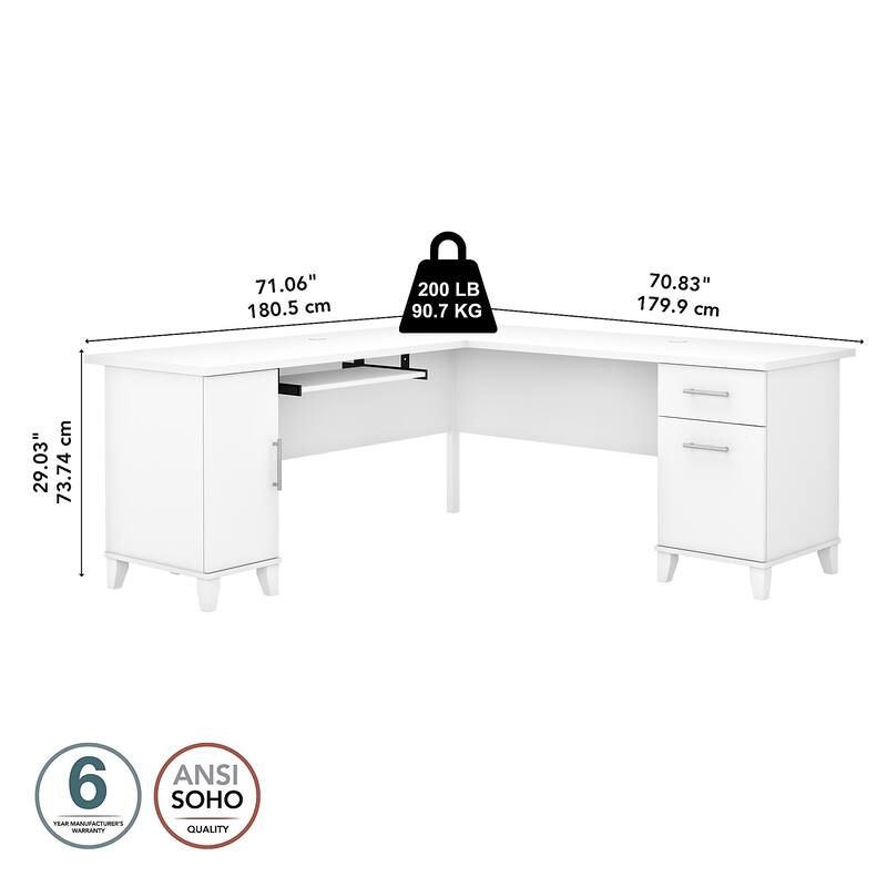 Somerset 72W L Shaped Desk with Storage by Bush Furniture