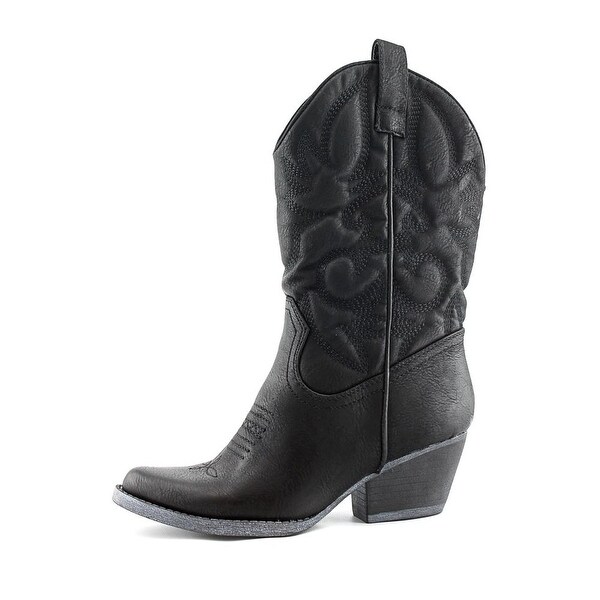 womens black round toe cowboy boots