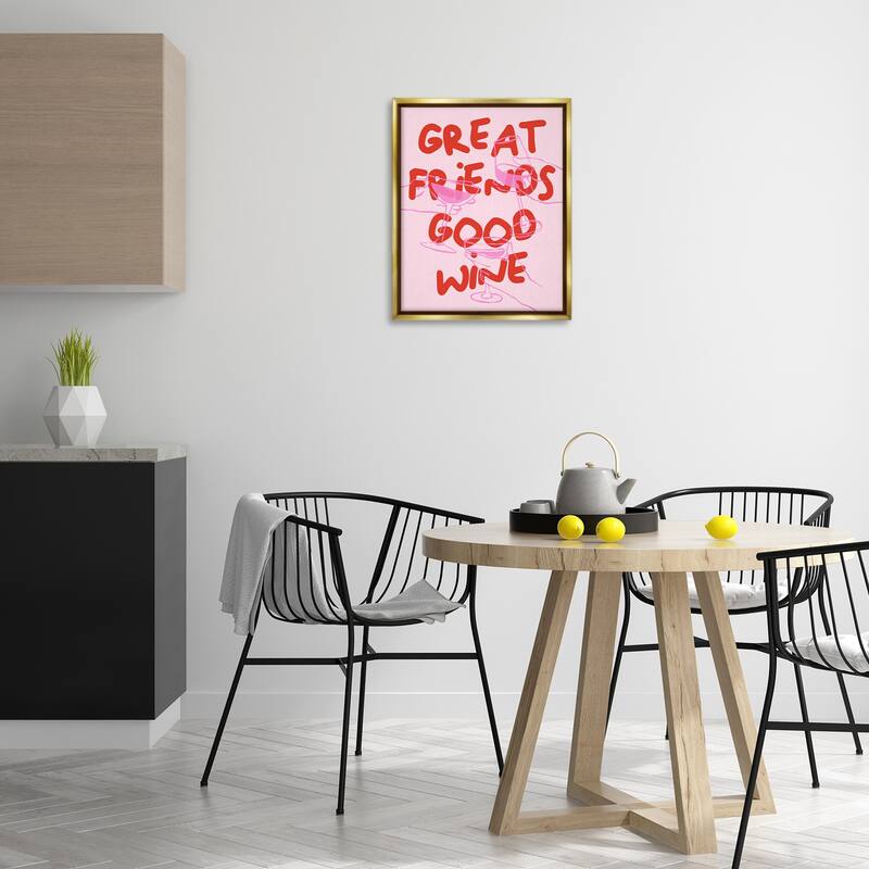 Stupell Great Friends Good Wine Framed Floater Canvas Wall Art Design By House of Lulu