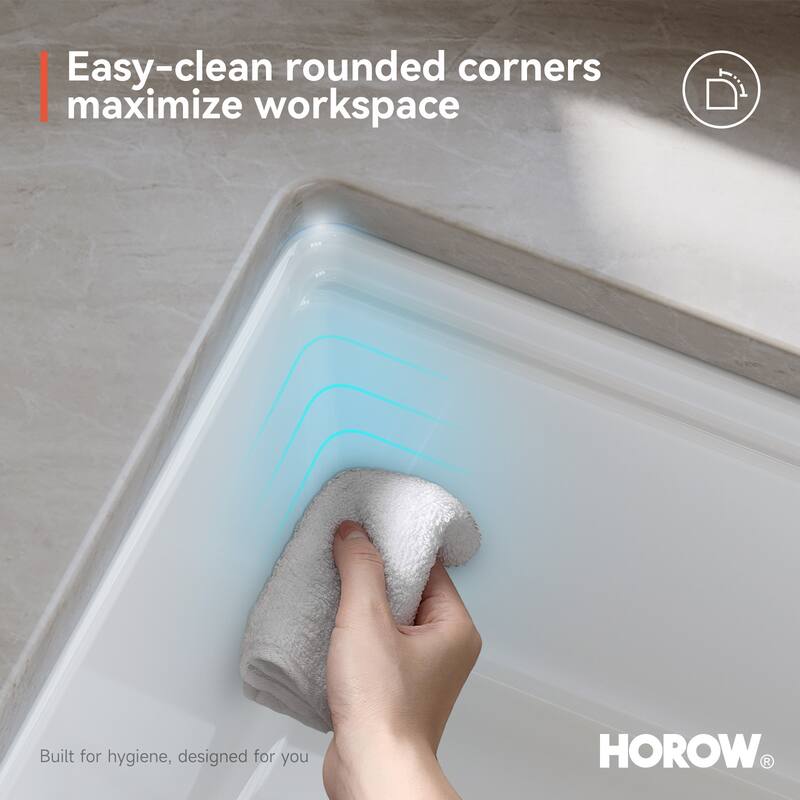 HOROW 33 in. Farmhouse Single Bowl White Ceramic Kitchen Sink with Front Apron, Workstation, Bottom Grid and Strainer