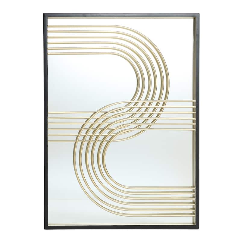 Modern Gold Iron Loops Rectangular Accent Wall Mirrors (Set of 2) - 25.98" H x 17.91" W x 0.98" D