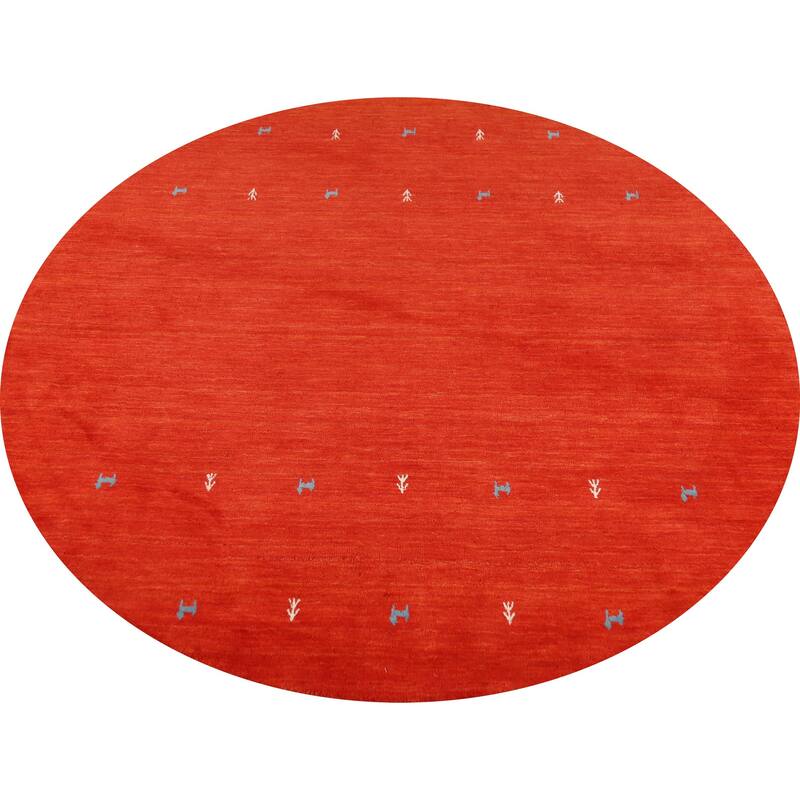 Hand Knotted Oriental 100% Wool Carpet Tribal Animal Pictorial Oranges & Rust Gabbeh Area Rug - 6' 6'' X 6' 6''