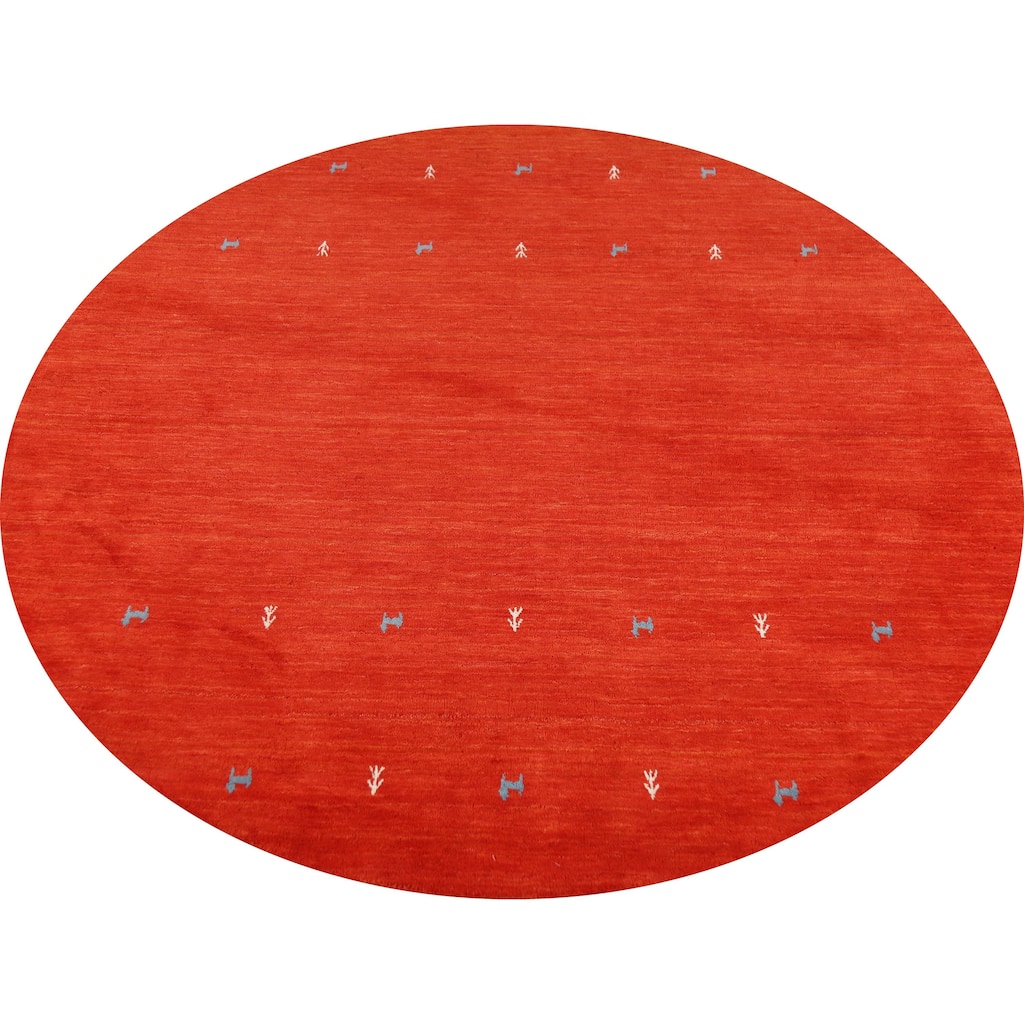 Hand Knotted Oriental 100% Wool Carpet Tribal Animal Pictorial Oranges & Rust Gabbeh Area Rug - 6' 6'' X 6' 6''