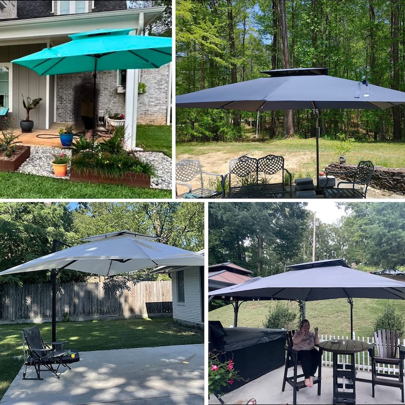 9 ft.Rotation Square Cantilever Tilt Patio Umbrella With Crank