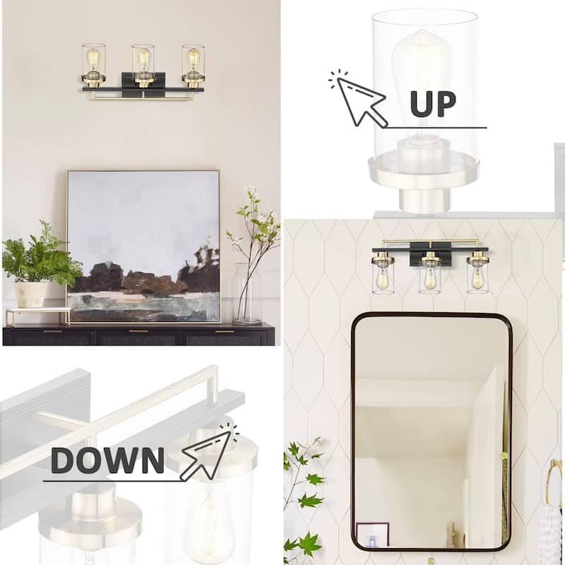 Farmhouse 3-Light Bathroom Vanity Light with Clear Glass
