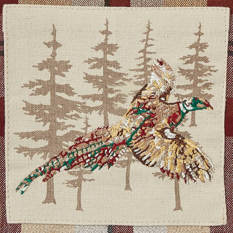 Park Designs Gamekeeper Plaid Pheasant Embroidered Dishtowel Set of 2 - 18" X 28"
