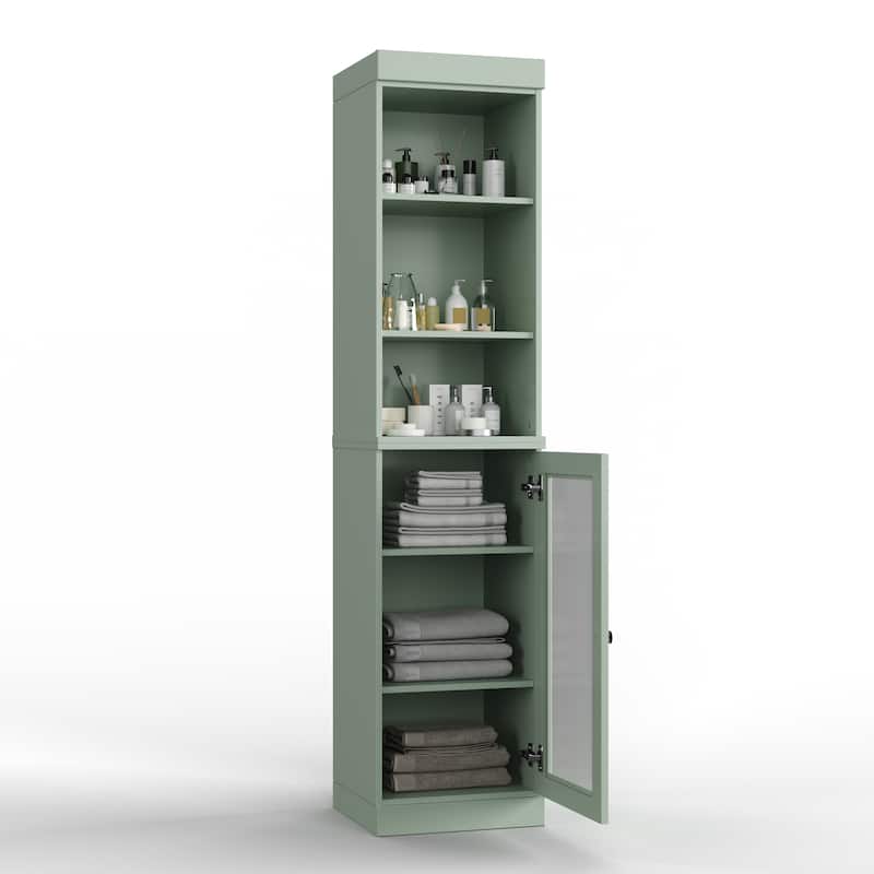 Palace Imports 100% Solid Wood 16.5" Bathroom Storage Cabinet with Clear Glass Doors and Adjustable Shelves