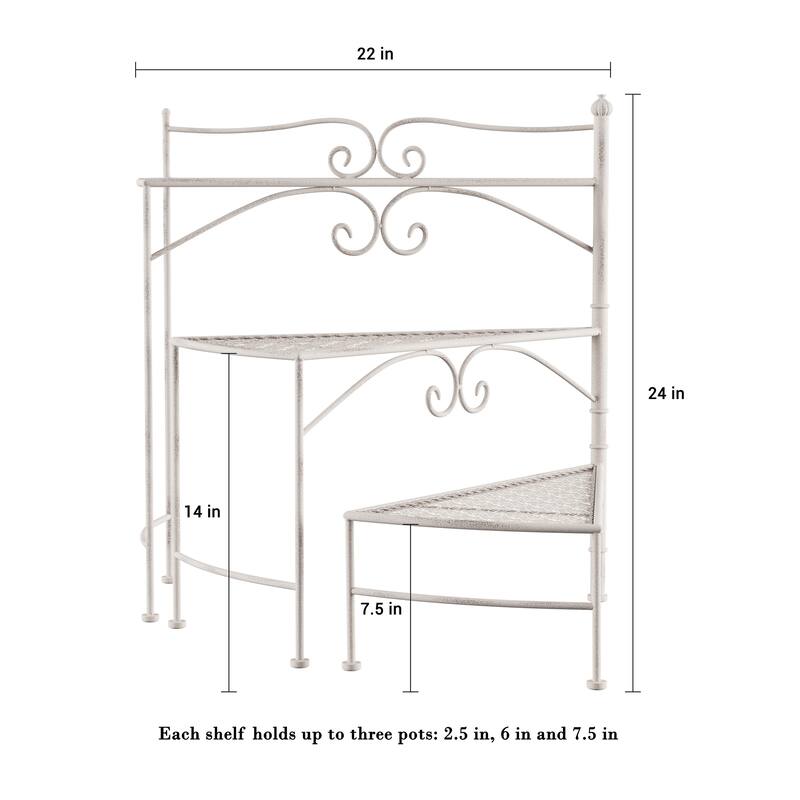 3-Tier Indoor or Outdoor Folding Spiral Stair Wrought Iron Plant Stand by Pure Garden (Antique White)