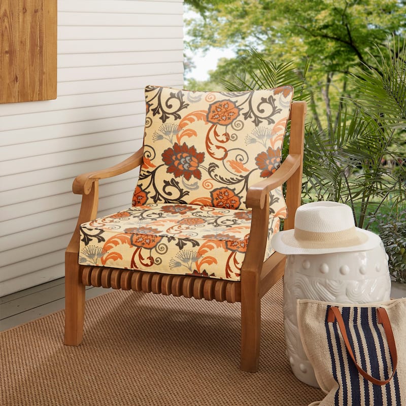 Sorra Home Sunbrella 2-piece Cushion and Pillow Indoor/Outdoor Set - 23 in w x 25 in d - Elegance Marble