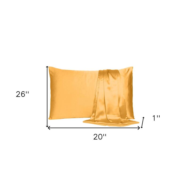 HomeRoots Apricot Dreamy Set Of 2 Silky Satin Standard Pillowcases