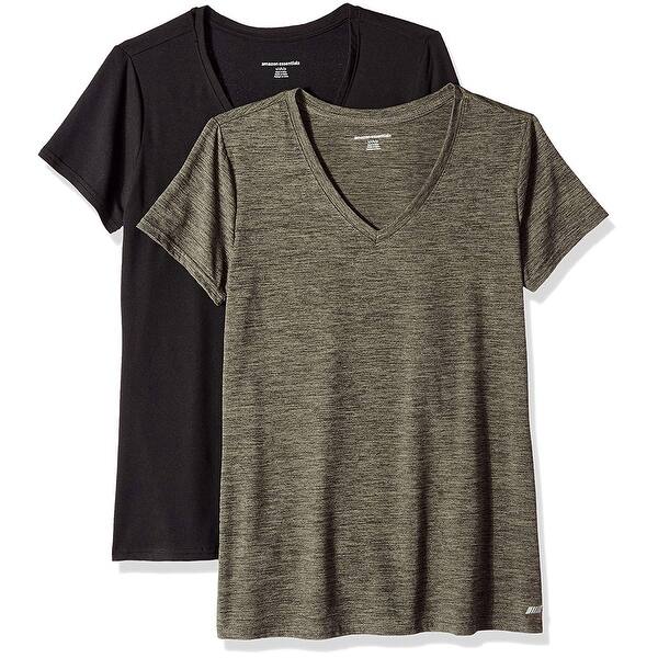 Essentials Womens 2-Pack Tech Stretch Short-Sleeve V-Neck T-Shirt