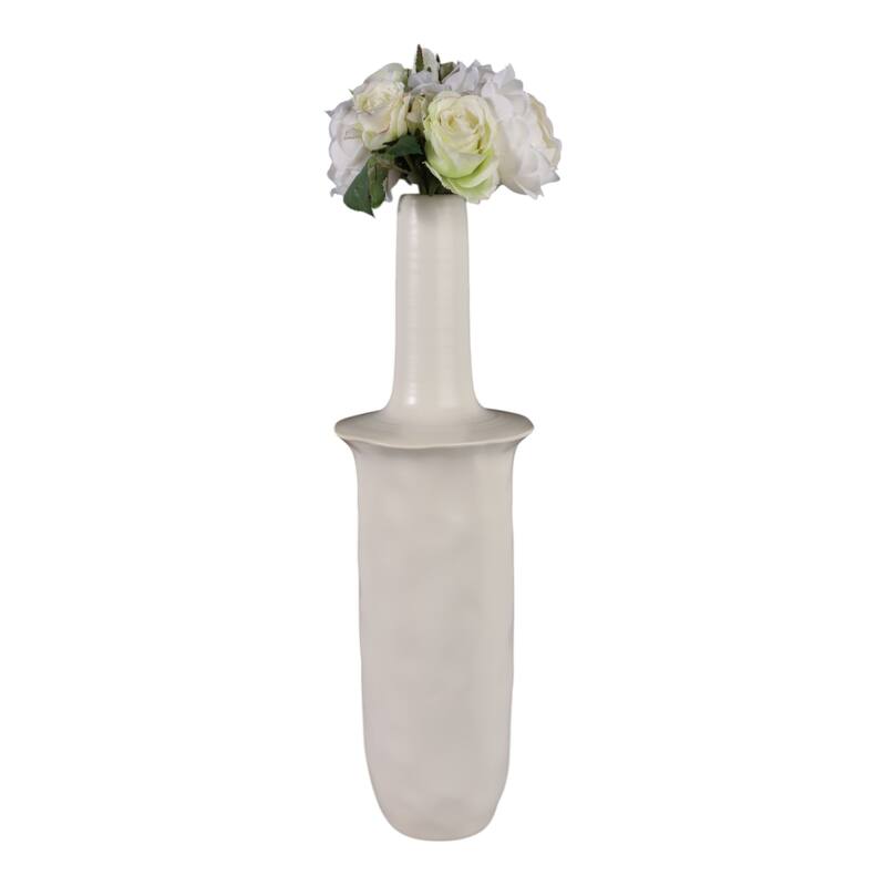 Decorative Vase - Ivory Ceramic Unique Flared Top