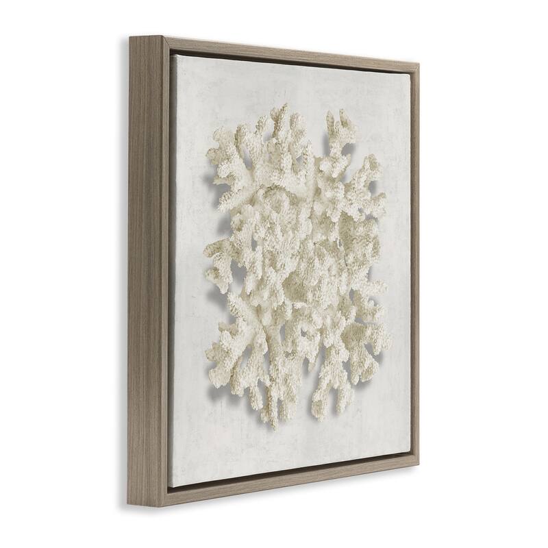 Stupell Aquatic Neutral Coral Framed Floater Canvas Wall Art Design By Caroline Kelly