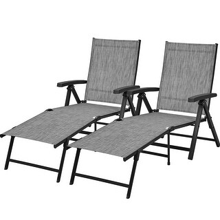 Yaheetech 2pcs Texteline Outdoor Chaise Lounge Portable Patio Lounge ...