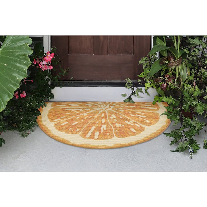 Liora Manne Esencia Lemon Indoor/Outdoor Mat Yellow 2'5" x 1'7" 1/2 SHAPED - 2'5" x 1'7" 1/2 SHAPED