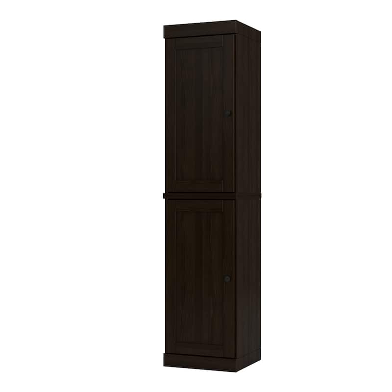 100% Solid Wood Tall Freestanding Bathroom Linen Cabinet with Doors, Adjustable Shelves, Modular Storage, 16.5" W x 71.5" H - Espresso