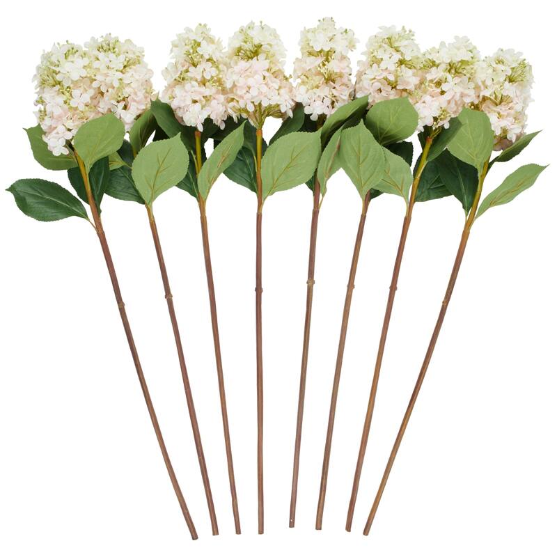 White Faux Foliage Tall Hydrangea Artificial Flower Stem (Set of 8)