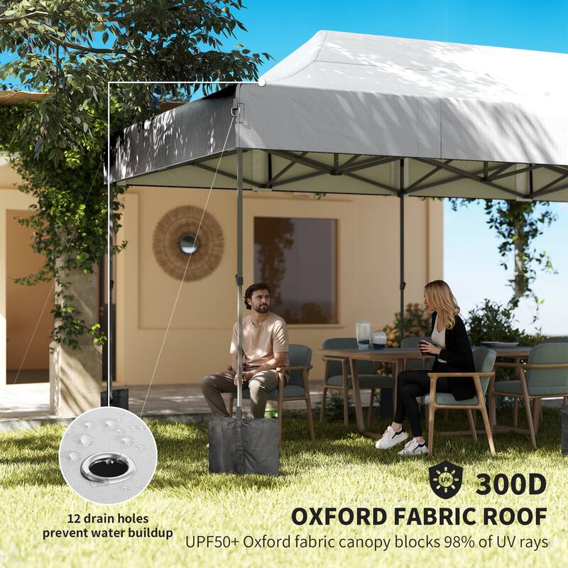 Outsunny 10 x 20 ft Pop Up Canopy Tent, Heavy Duty UPF50+ Outdoor Portable Instant Canopy Shelter with Wheeled Carry Bag