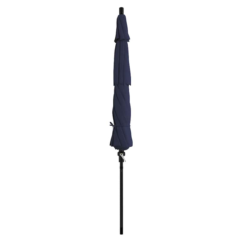 California Umbrella 11' Sun Master Patio Umbrella Black Aluminum Pole Fiberglass Ribs Crank Lift Tilt Pacifica Pacific Blue
