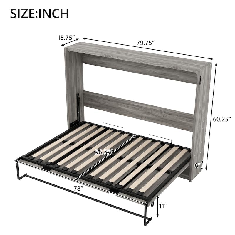 Full Murphy Bed with Storage - Space-Saving Wall Bed Folds into Cabinet, No Box Spring Needed