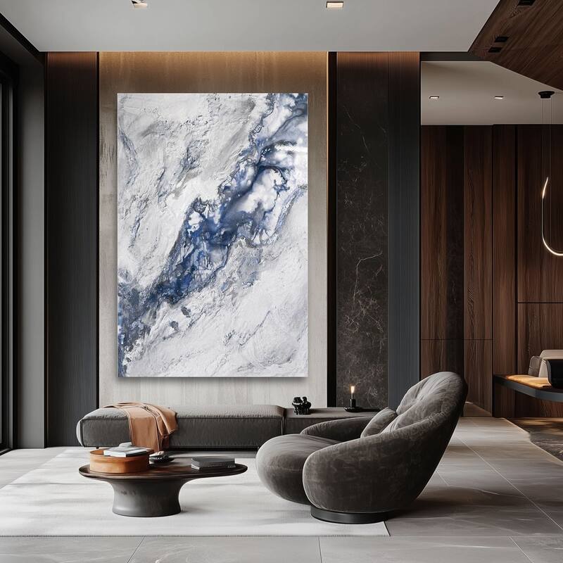 Blue Aetheris Abstract Hand Painted Oil Canvas Wall Art 47"x31"