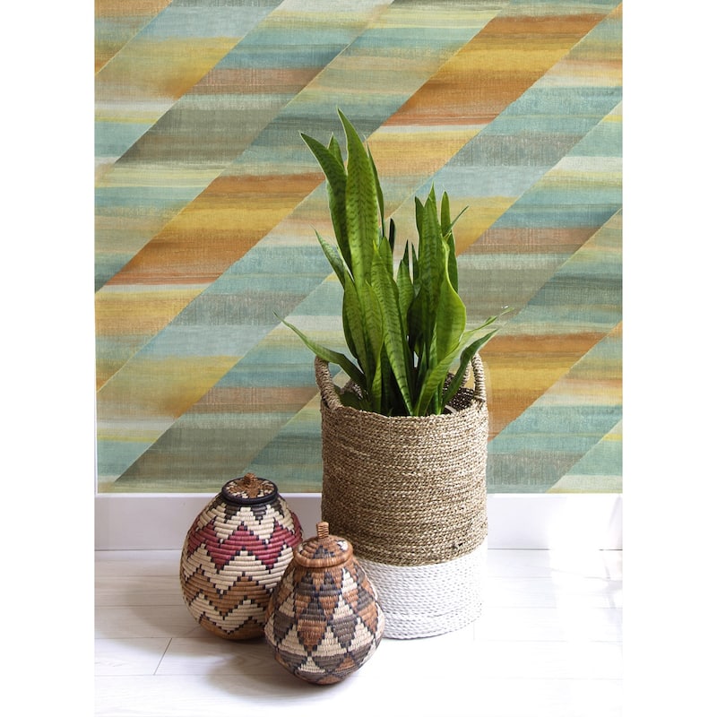 Seabrook Designs Boho Rhapsody Rainbow Diagonals Unpasted Wallpaper