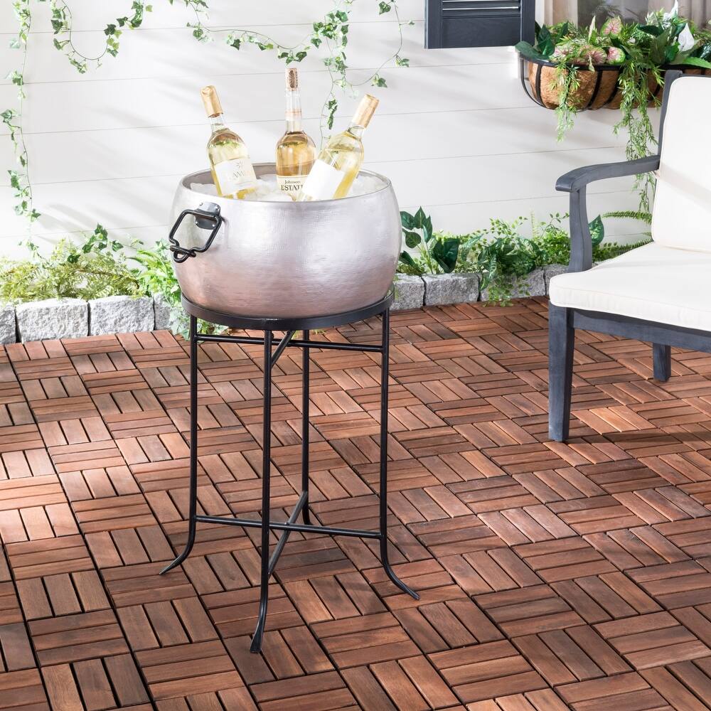 SAFAVIEH Violanthi Pewter/Black Plant Stand - 16.5" W x 16.5" D x 30" H - 17Wx17Dx30H