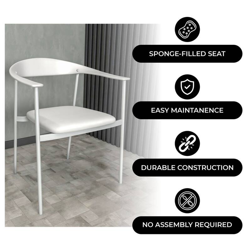Leather Dining Chair with Stainless Steel Frame Set of 2 Kora Series