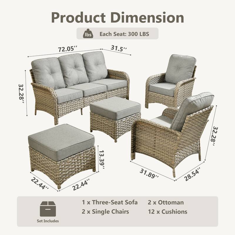 XIZZI Outdoor Patio Furniture Conversation Set with Fire Table
