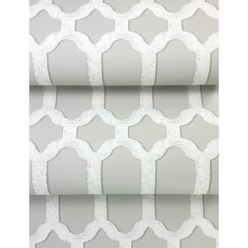Chesapeake Chervil Light Grey Trellis Wallpaper