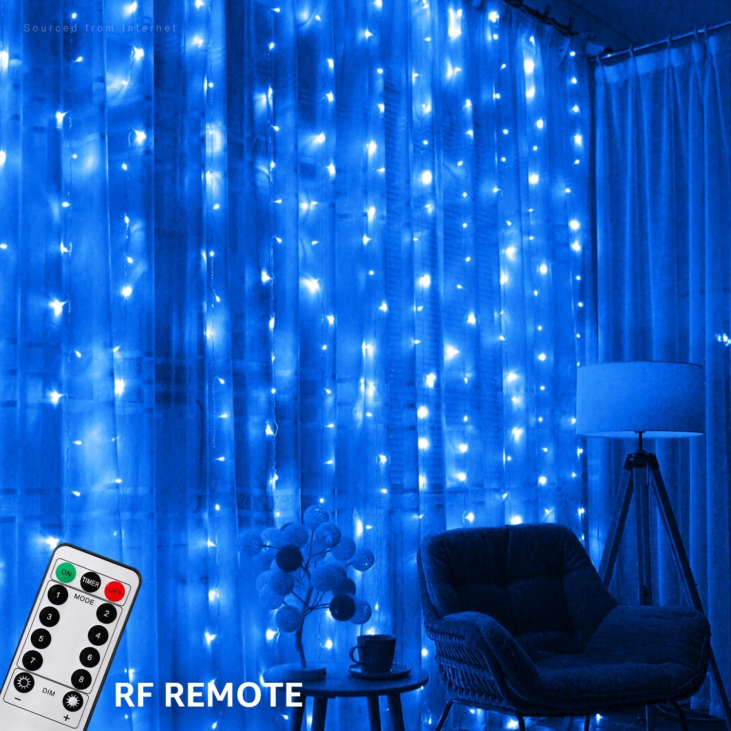 600 LEDs Window Curtain Lights, String Lights with Remote, Dual Mode - N/A