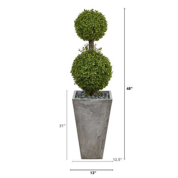 Nearly Natural 4' Double Boxwood Topiary in Planter (Indoor/Outdoor) - 21"