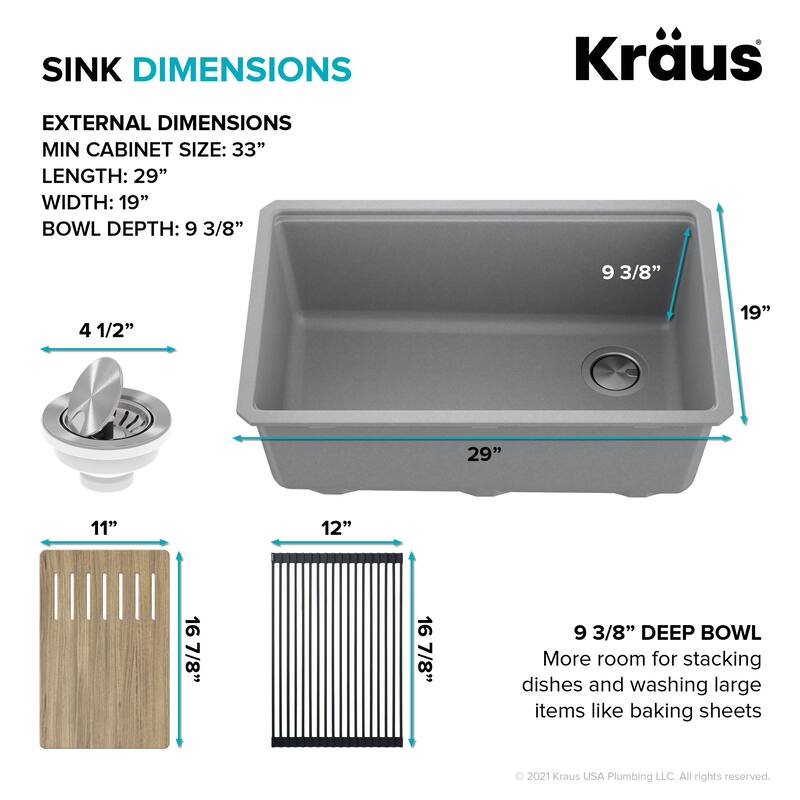 KRAUS Bellucci Workstation Undermount Granite Composite Kitchen Sink