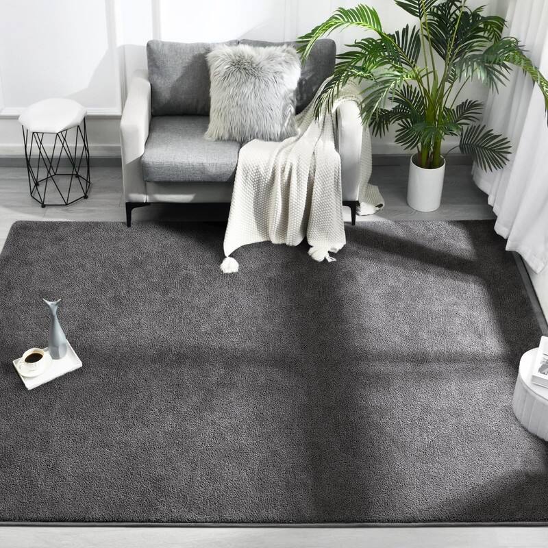 Area Rugs, Dark Grey Super Soft Comfy Thickened Memory-Foam Indoor Carpets