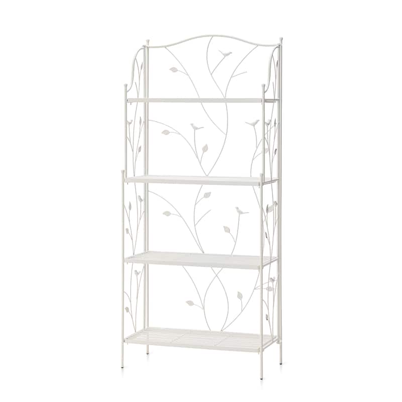 Glitzhome Multifunctional 3 or 4-Tiers Metal Plant Shelving Planter Stands Flower Pot Shelf One-step Fordable Design