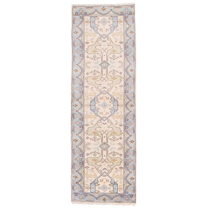 ECARPETGALLERY Hand-knotted Royal Oushak Cream Wool Rug - 2'7 x 7'10