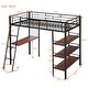 preview thumbnail 5 of 34, Stylish Metal Loft Bed Frame with 3 Layers of Shelves, Desk, Whiteboard, Ladder and Guardrails, Large Space Underneath