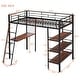 preview thumbnail 4 of 9, Twin Size Loft Bed, Metal Twin Loft Bed Frame with 3 Layers of Shelves and Desk, Stylish Metal Bed with Whiteboard, Black